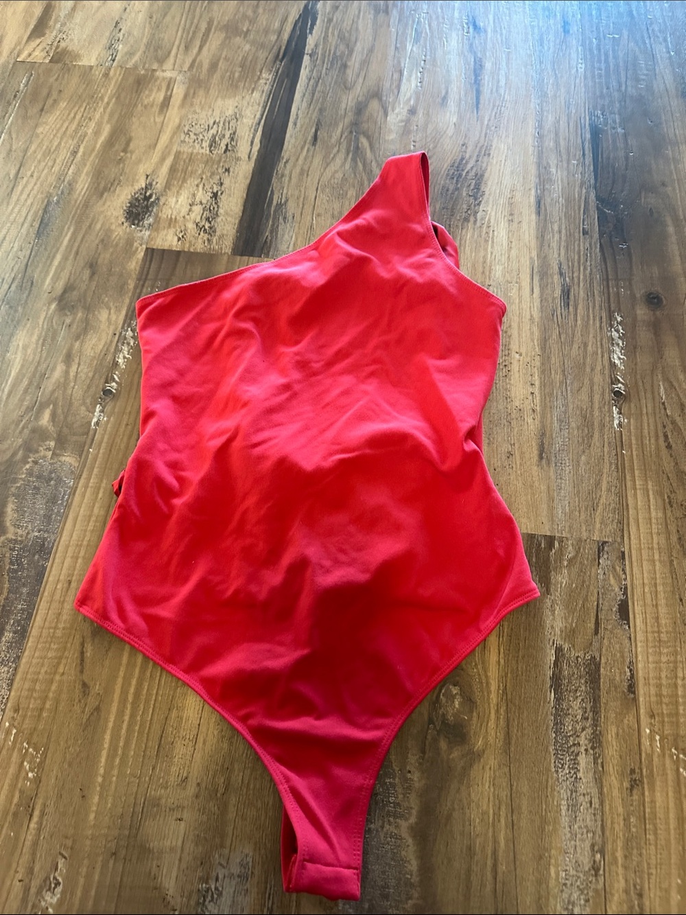 Free People One-Shoulder Red Bodysuit